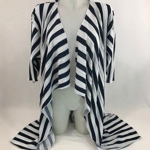 Lularoe Shirley Kimono Navy Blue White Striped